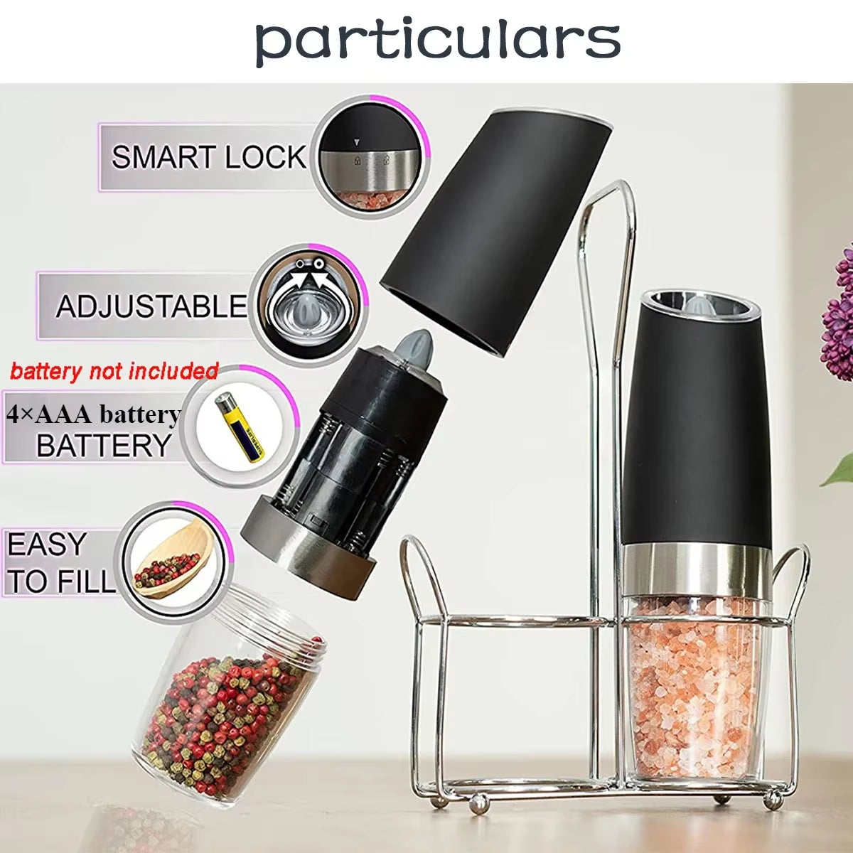 Grindmate™ Pro: Automatic Gravity Spice & Coffee Grinder with Adjustable Coarseness